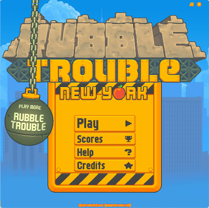 Rubble Trouble New York Home Screen