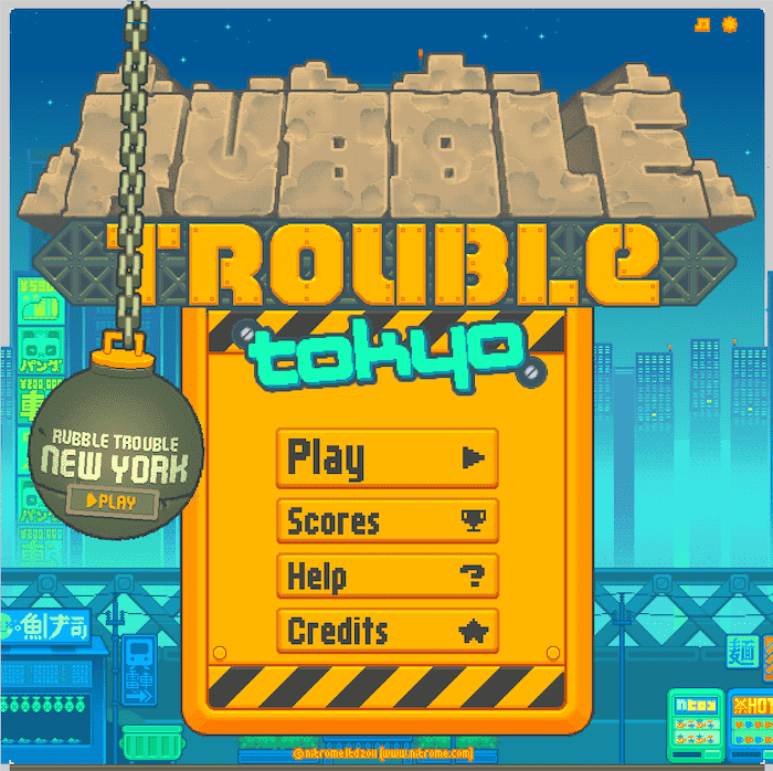 Rubble Trouble Tokyo Home Screen