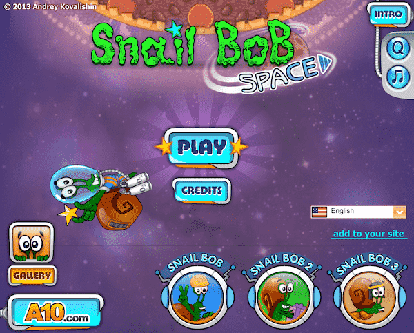 Snail Bob Space Main Menu