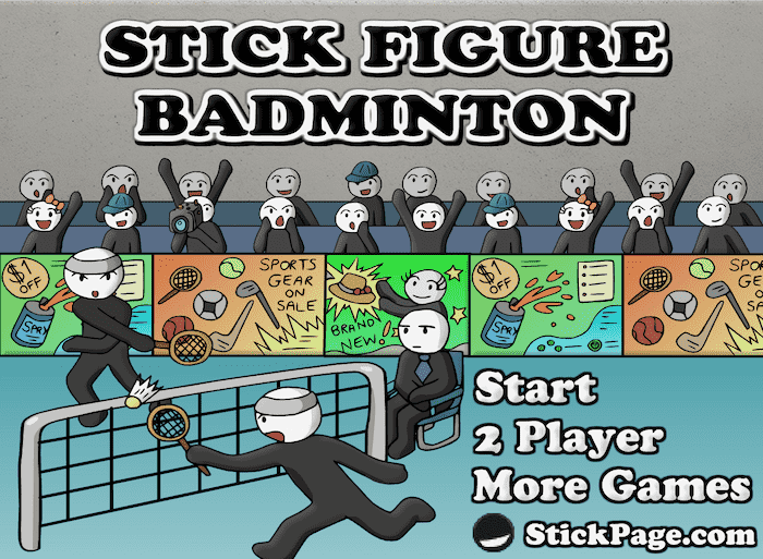 Stick Figure Badminton Title Screen