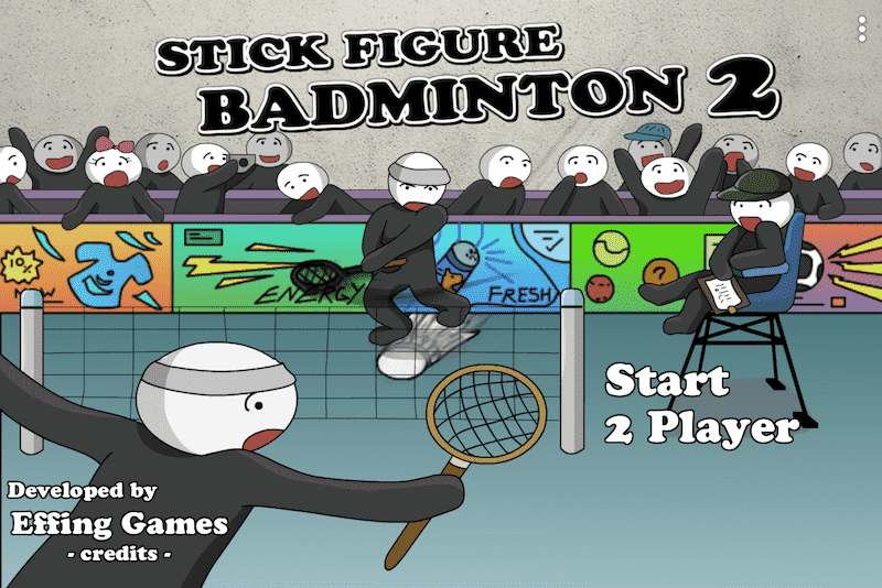 Stick Figure Badminton 2 Title Screen