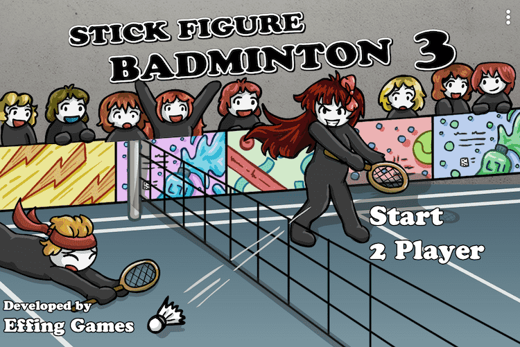 Stick Figure Badminton 3 Title Screen