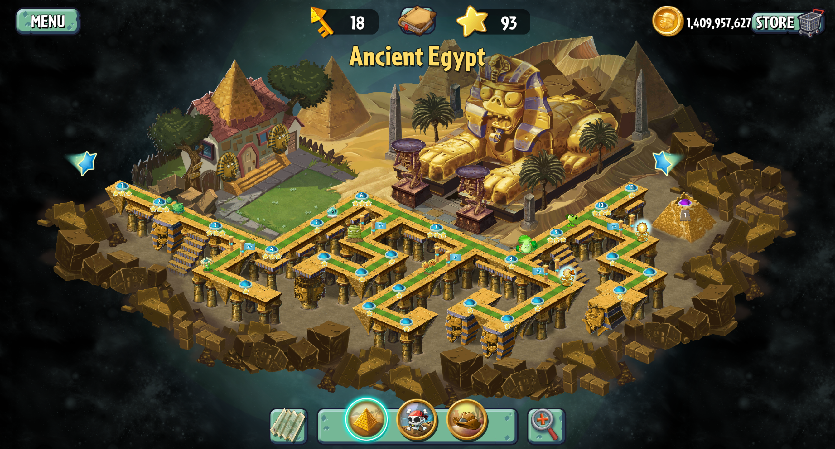 Plants vs Zombies 2 Old Ancient Egypt Map