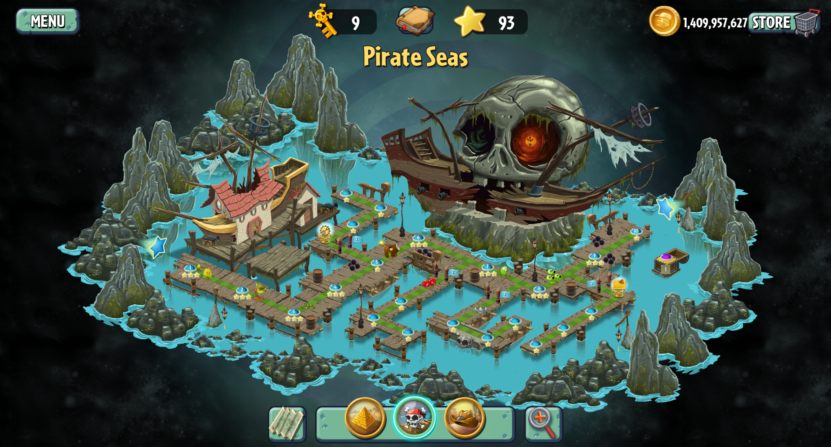 Plants vs Zombies 2 Old Pirate Seas Map