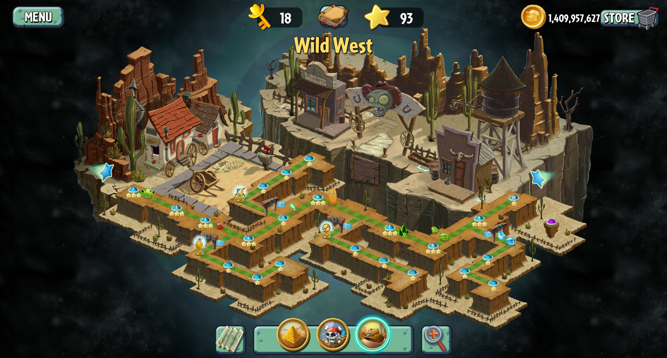 Plants vs Zombies 2 Old Wild West Map
